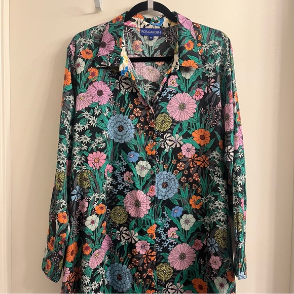 Ro’s Garden Long Sleeve Belted Floral Shirt Dress XL - Picture 2 of 11